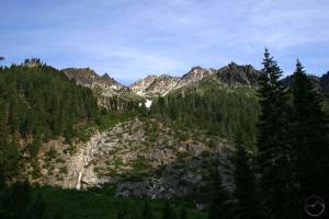 A small waterfalls plunges off of the first significant granite seen from the trail. 2 (Custom)