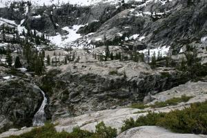 Looking toward the Boulder Creek Lakes from across the canyon. Trinity Alps, Canyon Creek II - May2007 082 copy (Custom)