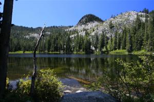 Tapie Peak rises beyond Boulder Lake. Trinity Alps, Boulder Lakes - June2009 011a_edited-1 (Custom)