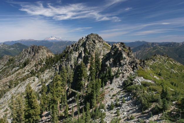 Mount Shasta highlights the horizon from Billys Peak.