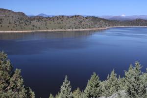 Oregon landmarks visible beyond Lake Shastina