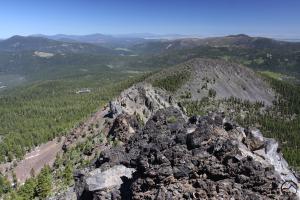 Looking down on the large hoodoo from the summit.